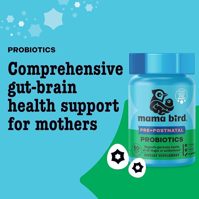 Best Nest Wellness Mama Bird Probiotics - Digestive Health Supplement Aids Gut - Brain Support - 50 Billion CFU Multi-Probiotic Supplement for Women - Supports Healthy Gut Biome - 30 Capsules