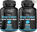 Health Dose Triple Magnesium Complex 1000 mg | L-Threonate Bisglycinate Citrate &amp Malate Blend | Support for Muscle Relaxation Sleep &amp Cognitive Function | 120 Capsules | All-in-One Formula
