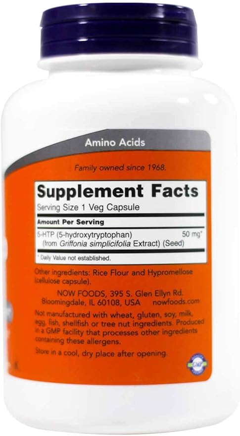 NOW Foods 5-HTP (50 Milligram) - 180 ct (Pack of 2)