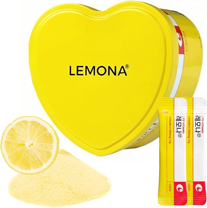 LEMONA Official Vitamin C Powder 500mg Korean Supplements Immune Support B6 B2 On-The-Go Packets Vitamin Healthy Living Easy to Take Daily Energy Boost Korean Food Snacks Lemon (70Sticks)