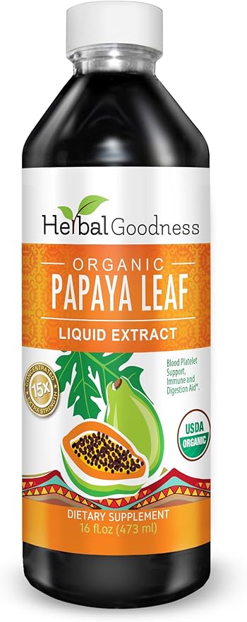 Papaya Leaf Extract Bundle - Digestive and Blood Support Combo 2 Units 12oz and 16oz Non GMO - Herbal Goodness