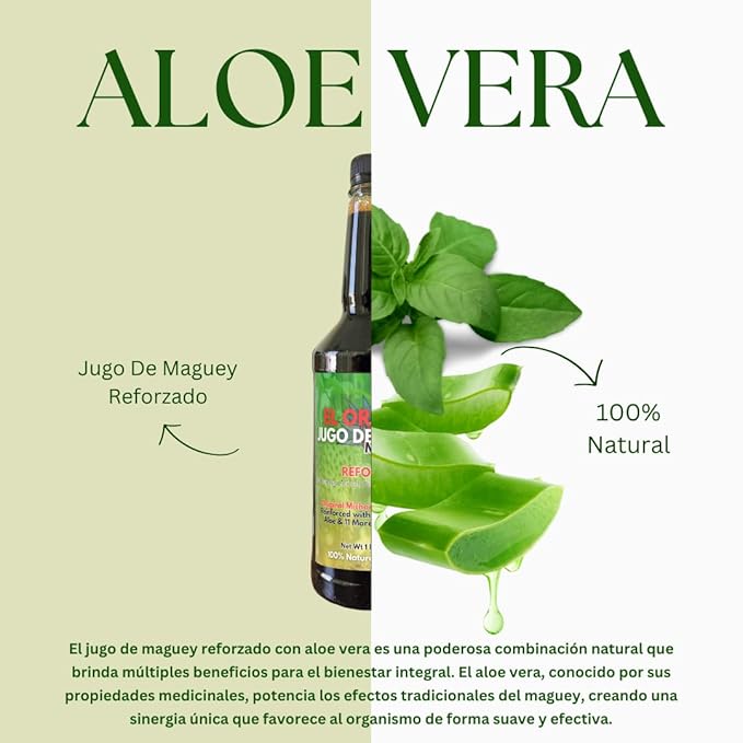 Maguey Juice - Jugo De Maguey ReforzadoWith Graviola Soursop Moronel Cancerina Aloe - Michoacano Tarasco 1 lt (33.3Fl Oz) Asado (Reinforced)