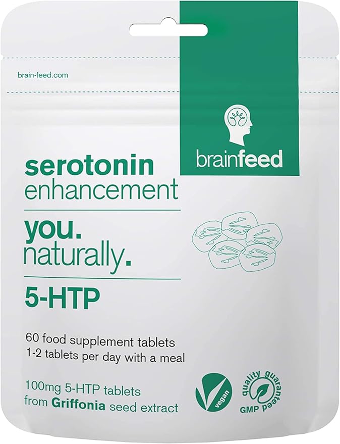 Serotonin Supplements &amp Natural l theanine | Serotonin Mood Support &amp Stress Relief Supplements | 5HTP 100mg + 250mg L theanine Capsules | 2 Month Supply | Vegan