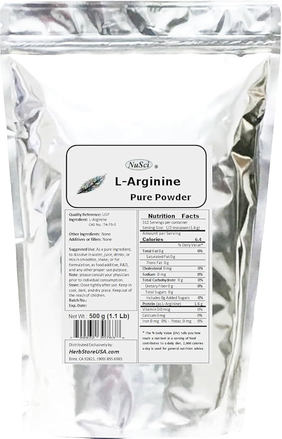 L-Arginine Powder Pure Base Form (454 Grams (1.0 lb))
