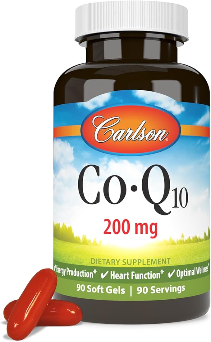Carlson - Co-Q10 Co-Enzyme Q10 200 mg Energy Production &amp Heart Function 90 Softgels