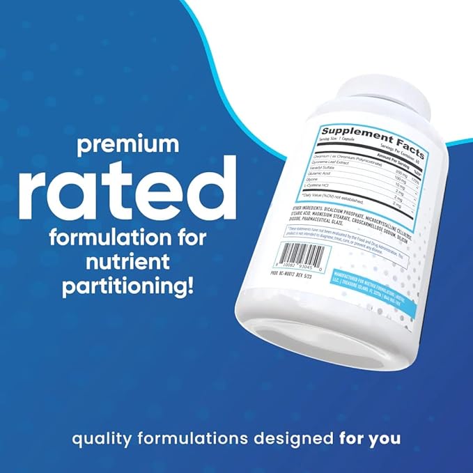 NuEthix Formulations SLIN-Trol Glucose Disposal Agent Pills for Men &amp Women Nutrient Partitioning Supplement with Chromium Polynicotinate &amp Glycine Effective Carb Absorption Non-GMO 60 S