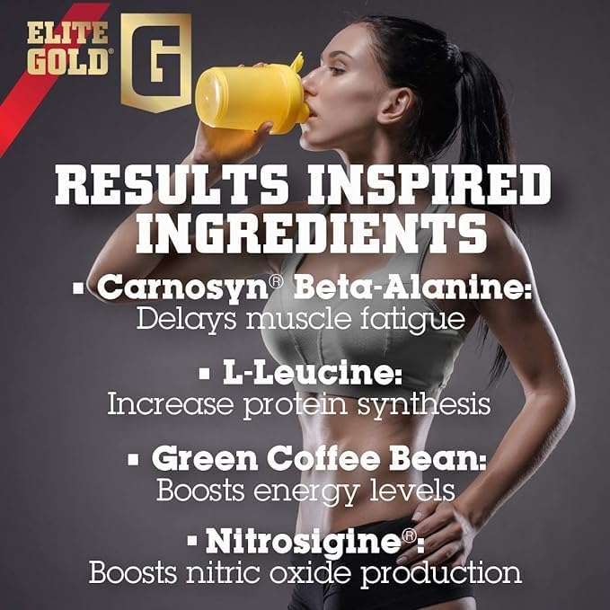 Elite Gold Amino Uptake Blueberry Lemonade Amino Energy Hydration Beta Alanine Energy Drink Beta Alanine L Citrulline 8.46 oz Tub (30 Servings)