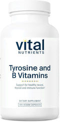 Vital Nutrients Tyrosine and B Vitamins - Thyroid Immune and Nerve Support Formula - Adrenal Support Complex - Gluten Dairy Soy Free - Non-GMO - 100 Capsules