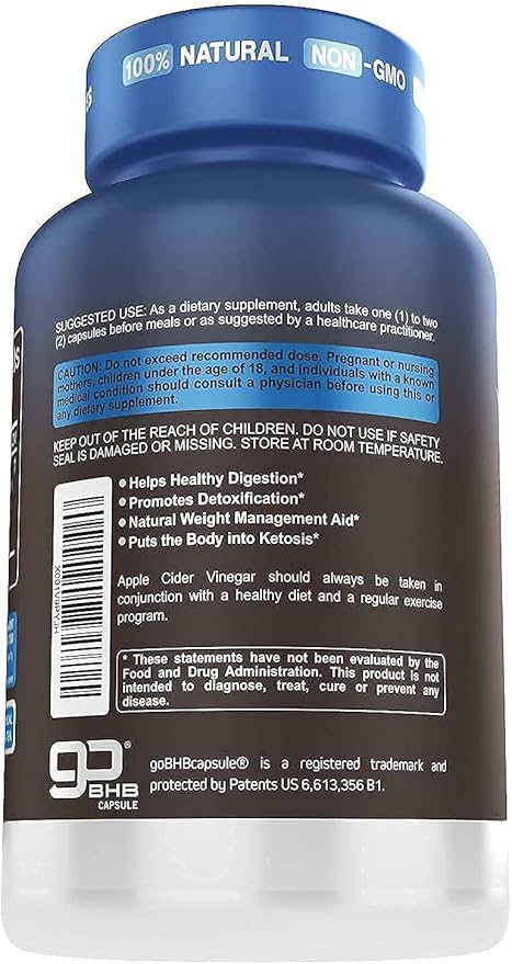 Herbtonics Apple Cider Vinegar + Keto BHB Formula - Digestion &amp Detox Support Appetite Control Supplement.