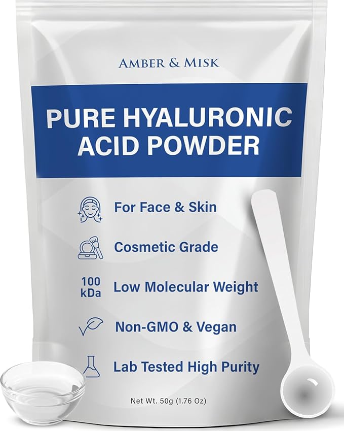 Pure Hyaluronic Acid Powder for Skin &amp Face - Cosmetic Grade Low Molecular Weight DIY Serums for Deep Penetration and Organic Skin &amp Body Hydration Acido Hialuronico en Polvo Includes Scoo