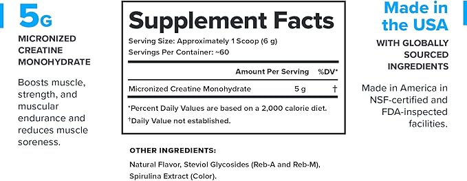 LEGION Micronized Creatine Monohydrate Supplement - Clean Creatine Powder for Muscle Gain &amp Post Workout Recovery - Micronized Creatine Supplement for Maximum Absorption (60 Servings Blue Raspber