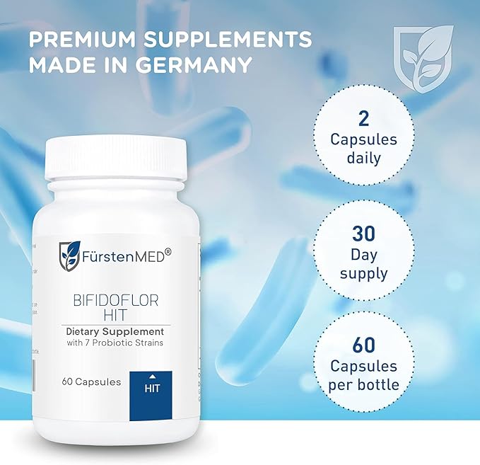 FürstenMED Bifidoflor HIT - Probiotic Supplement - Lactobacillus Salivarius Gasseri Rhamnosus &amp 4 Bifidobacterium Probiotic - Normal Gut Digestive Health Support - 60 Vegan Capsules