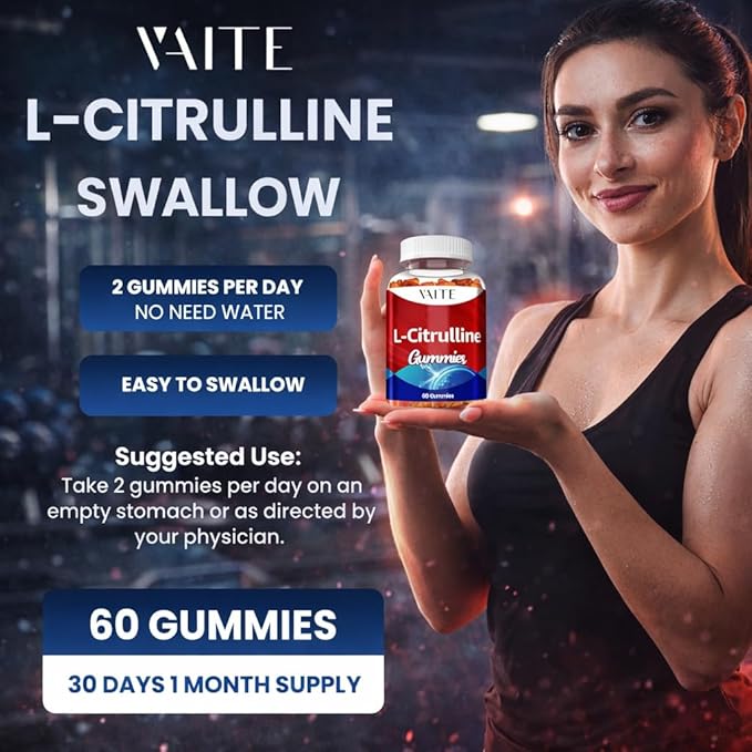L Citrulline Gummies for Men - Powerful Vasodilator with Calcium 1600mg per Serving Extra Strength Boosts Nitroxyl and Nitric Oxide Production Supports Energy and Endurance 60 Chewable Gummy