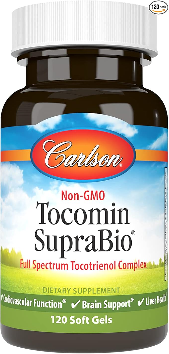 Carlson - Tocomin SupraBio Full Spectrum Tocotrienol Complex Non-GMO Tocotrienols Alpha Beta Gamma Delta 120 Softgels