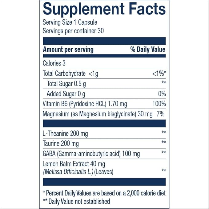 Wiley's Finest Relax Focus - Daily Supplement for Stress Support - Contains L-Theanine GABA Vitamin B6 &amp Magnesium - 30 Capsules (30 Servings)