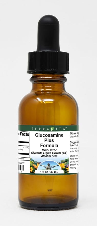 Terravita Glucosamine Plus Formula Glycerite Liquid Extract (1:5) - Mint Flavored (1 oz ZIN: 522531) - 3 Pack