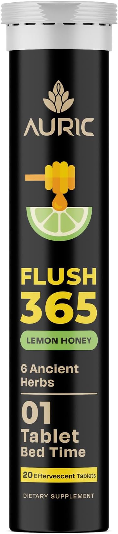 Auric Flush365 | Fizzy Drink | Honey Lemon Flavour | No Added Sugar | 20 Counts