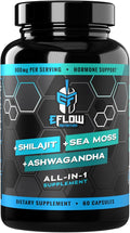 eFlow Nutrition Shilajit Capsules Ashwagandha Sea Moss [All-in-1] Trace Minerals Fulvic Acid Lab Tested Pure Himalayan Shilajit for Men &amp Women | Energy Vitality &amp Hormonal Support (60 Ca
