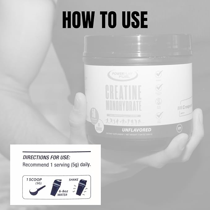 CREATINE Monohydrate Powder – Supports Energy Brain &amp Muscle Health and Recovery for Men &amp Women - Gluten &amp GMO Free Soy Free Sport Certified – Unflavored 500 G 100 Servings