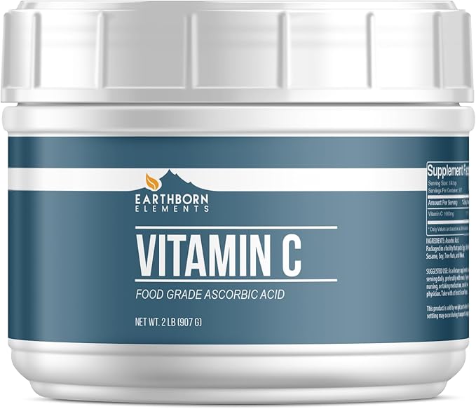 Earthborn Elements Vitamin C Powder (2 lb) Ascorbic Acid Supplement &amp Cleaner