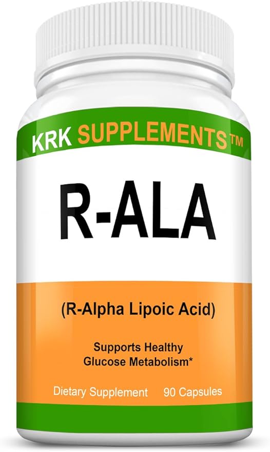 KRK SUPPLEMENTS 1 Bottle R-ALA R-Alpha Lipoic Acid 200mg 90 Capsules