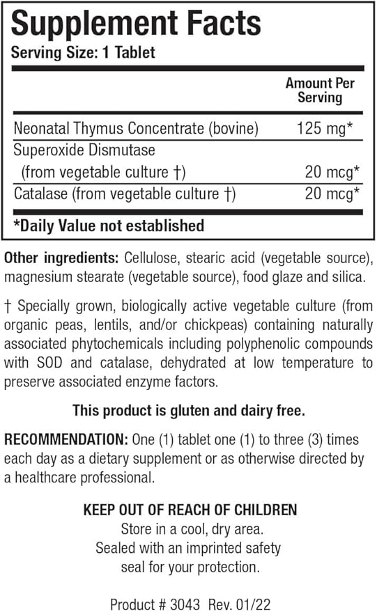 BIOTICS RESEARCH Cytozyme Thy Neonatal Thymus Concentrate Supports Health of the Thymus Gland Healthy Immune Response and Body Pathway Processes Supports Immune System 180 Tablets
