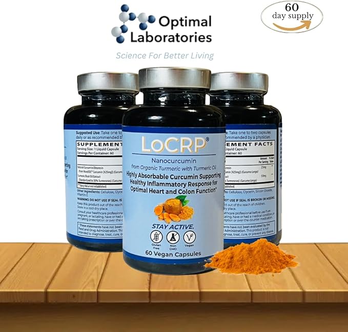 LoCRP Nano-Absorb Curcumin &amp Turmeric Oil Capsules - Vegan Heart &amp Colon Support 60-Day Supply