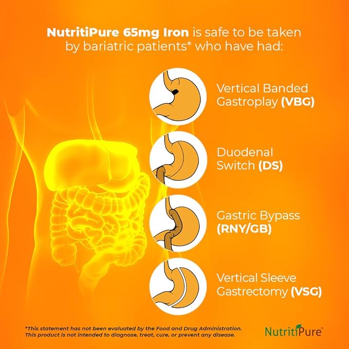 Chewable Carbonyl Iron 65mg Tablets with 270mg Vitamin C – 2 Pack (120 Count) – Gentle Non-Constipating Iron Supplement for Women &amp Men – Bariatric Friendly – Sugar Free – 4 Month Supply