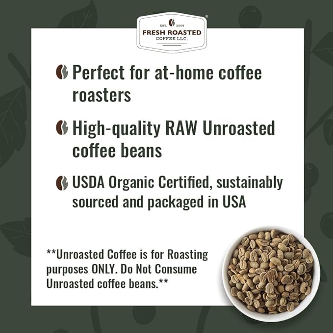 Fresh Roasted Coffee Unroasted Organic Ethiopian Sidamo Water-Processed Decaf | USDA Organic 100% Single Origin Kosher | 5 Pound