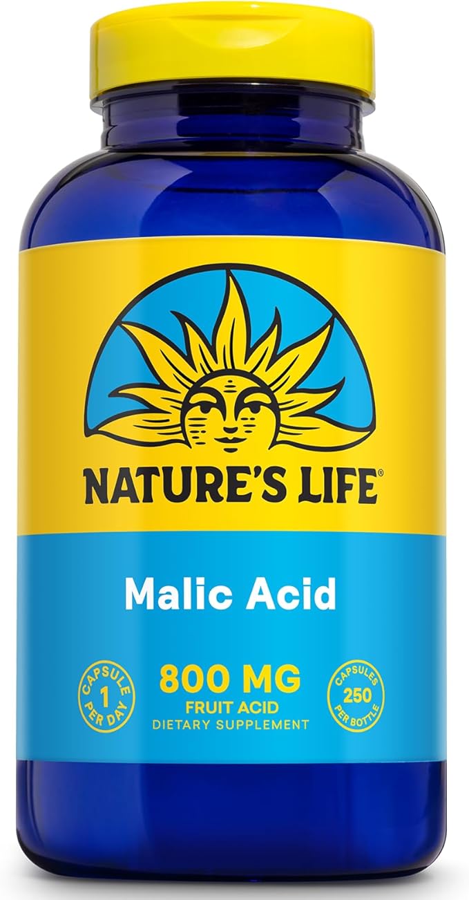 Nature's Life Malic Acid 800 mg | Chelating Agent May Help Support Energy &amp Muscle Comfort | No Gluten Non-GMO | 250 Count
