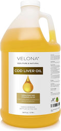 velona Cod Liver Oil - 1 Gallon / 128 Fl Oz | 1000A/100D IU/g Omega 3 Vitamins A &amp D3 | Norwegian Arctic Sustainably Sourced Nordic Oil | Hair Body and Skin Care | Use Today - Enjoy Results