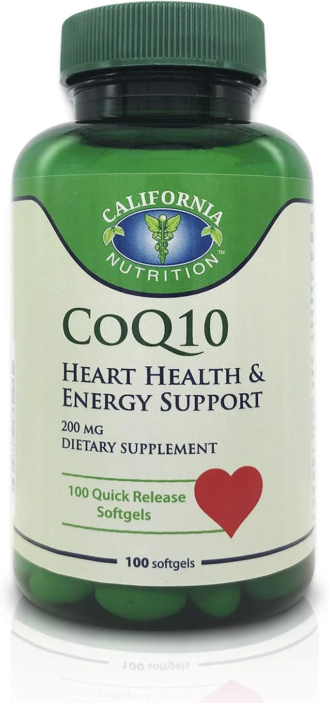 2 Packs CoQ10 200mg Coenzyme Q10 High Absorption Dietary Supplement 100 Counts Softgels Quick Release CO Q 10 Antioxidant for Heart Health Energy Production