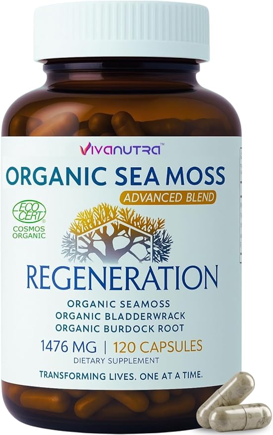 Sea Moss with Real SeaMoss Alternative to Sea Moss Gel and Sea Moss Gummies – 100% Organic - 120 Capsules – Made in The USA – from Pristine Waters of Nova Scotia