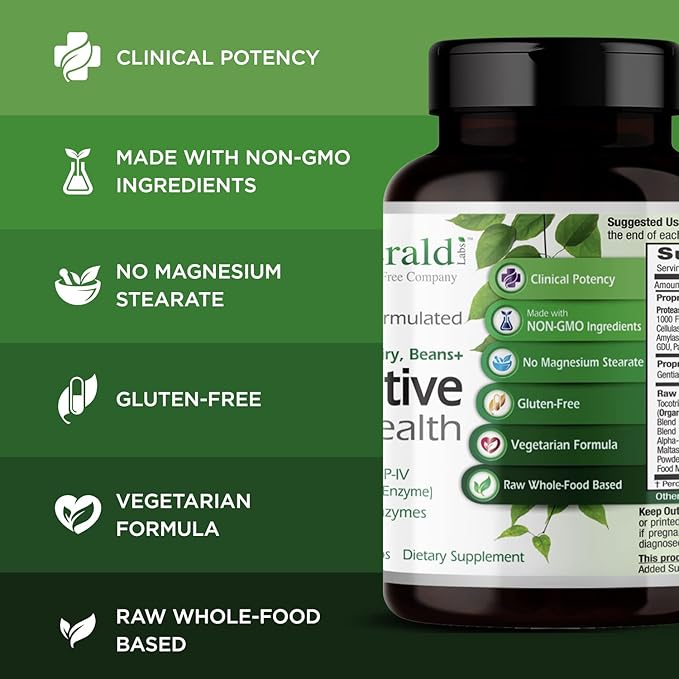 EMERALD LABS Digestive Health - Digestive Aid with Probiotics &amp Digestive Enzymes - Supports Gut Health &amp Constipation - Vegetarian Gluten-Free - 90 Vegetable Capsules (30-Day Supply)