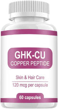 GHK-Cu Copper Peptide Supplement 120mcg Vegan High Potency Promotes Skin Repair Radiant Skin Elasticity Anti-Aging &amp Hair Growth Support-60ct