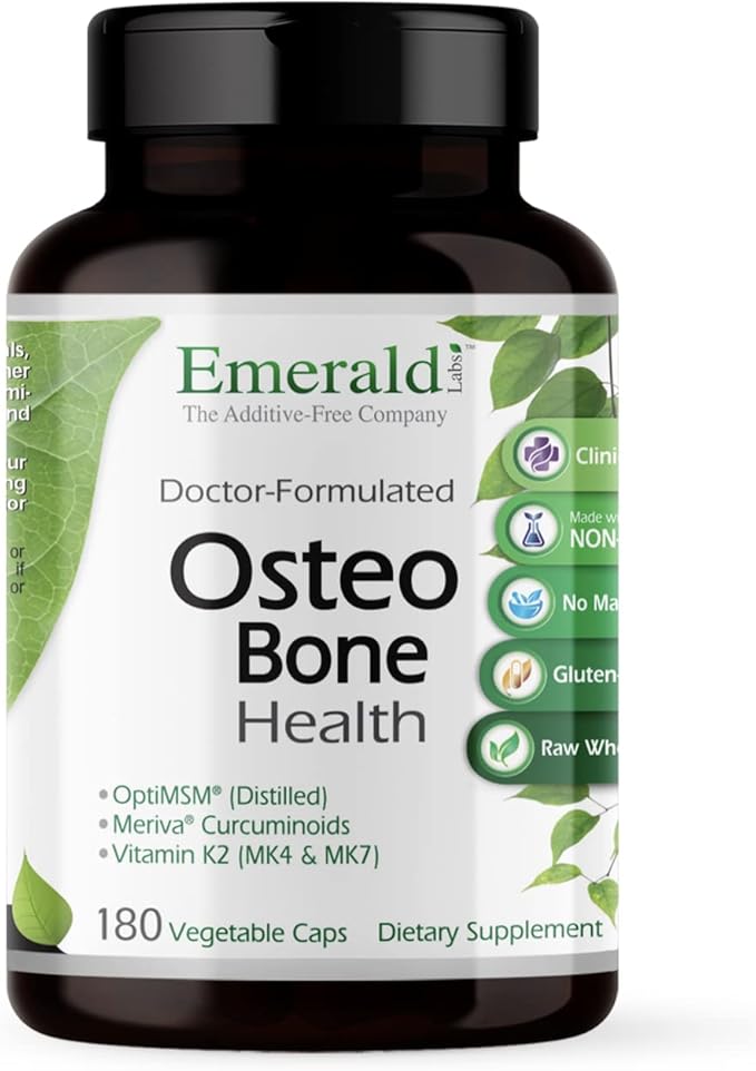 EMERALD LABS Osteo Bone Health - Immune Support &amp Bone &amp Joint Supplement with Vitamin D3 K2 Calcium Magnesium OptiMSM Meriva Phytosome &amp More - 180 Vegetable Capsules