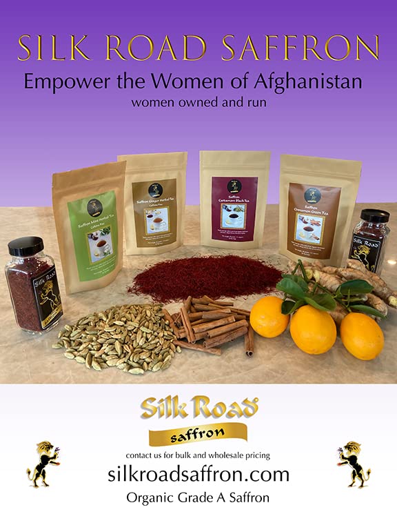 Organic Saffron Organic Ginger Herbal Tea - for better health and wellness (Pack of 2 Saffron Cardamom Black Tea)