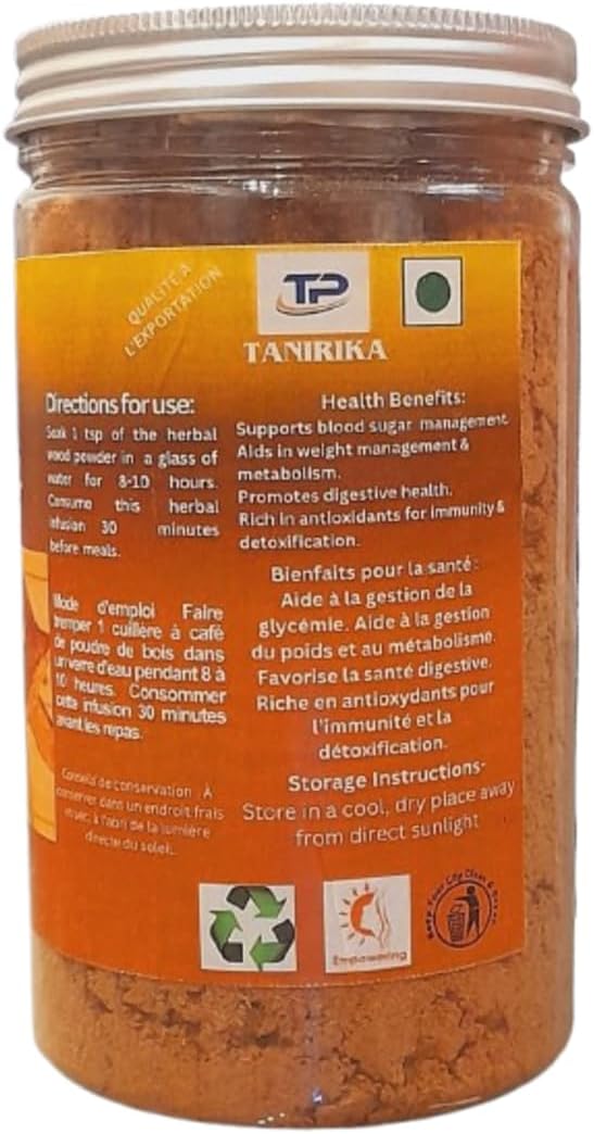 Vijaysar Organic Wood Powder/ 100% Natural/Health and Personal Care/Diabetic Care/ 400GM