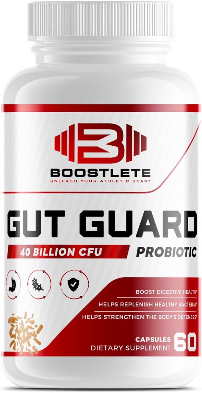 GutGuard Probiotic Supplement – 40 Billion CFU – Clinically Studied Probiotics with FOS Prebiotics for Digestive Health Immune Support Gut Balance and Mood (60 Capsules)