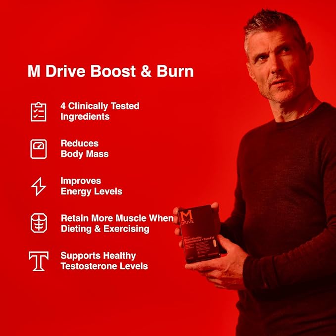 Mdrive Boost and Burn Testosterone Support Supplement with Zinc KSM-66 Ashwagandha 120 Capsules