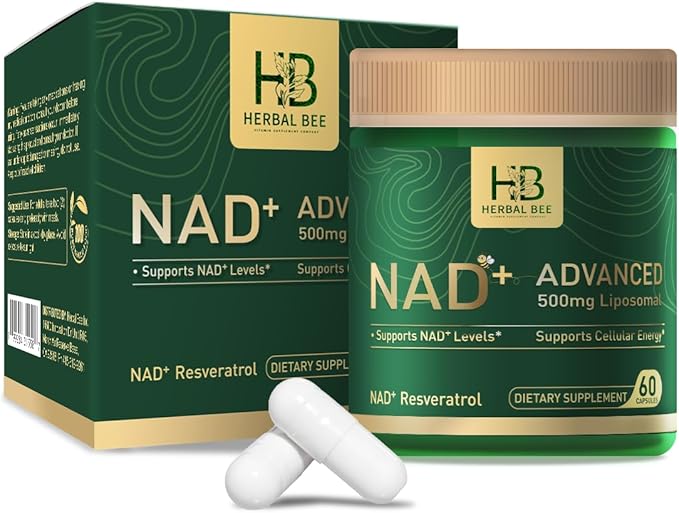 Liposomal NAD+ Supplement 500 Mg with NAD Trans-resveratrol 50 Mg – Cellular Energy &amp Mitochondrial Support – Healthy Aging &amp Antioxidant Support – 60 Capsules (30 Servings)