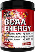 Evlution EVL BCAAs Amino Acids Powder - BCAA Energy Pre Workout Powder for Muscle Recovery Lean Growth and Endurance - Rehydrating Post Workout Recovery Drink with Natural Caffeine - Fruit Punch