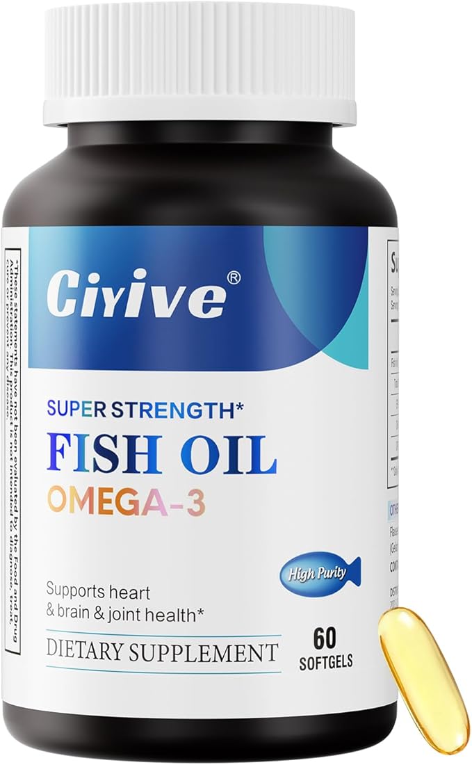Omega-3 Fish Oil containing Curcumin and Vitamin D3 Liquid Soft Dietary Supplement Capsules.