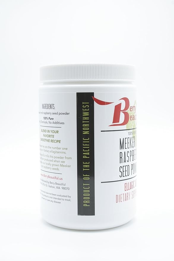 Berry Beautiful Meeker Red Raspberry Seed Powder - Natural Source of Ellagic Acid and Fiber - Locally Milled from US-Grown Raspberry Seeds - 1 lb / 454 g