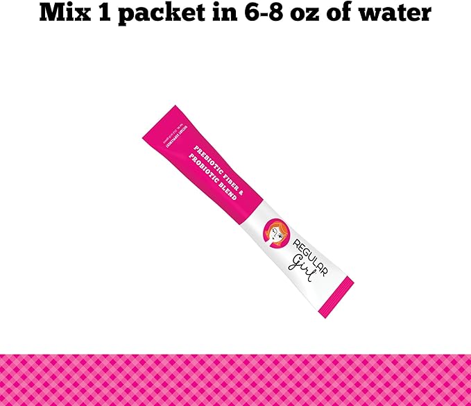 Regular Girl Organic Powder Prebiotic Fiber Supplement and Probiotics for Women Low FODMAP 30 On-The-Go Packets Unflavored 30 Serving Packets