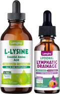 L-lysine 1000mg Supplement Liposomal Lysine Liquid Drops for Adults Liposomal Lymphatic Drainage Drops 9-in-1 Lymphatic Drainage Supplements for Detox &amp Cleanse