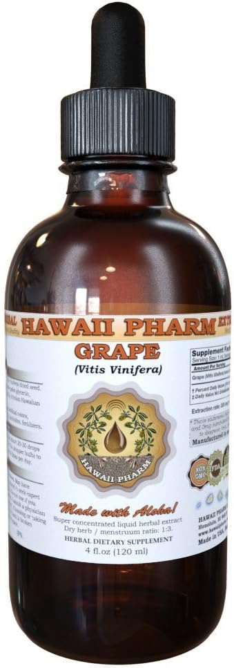 Hawaii Pharm Grape Liquid Extract Grape (Vitis Vinifera) Seed Tincture Supplement 4 oz