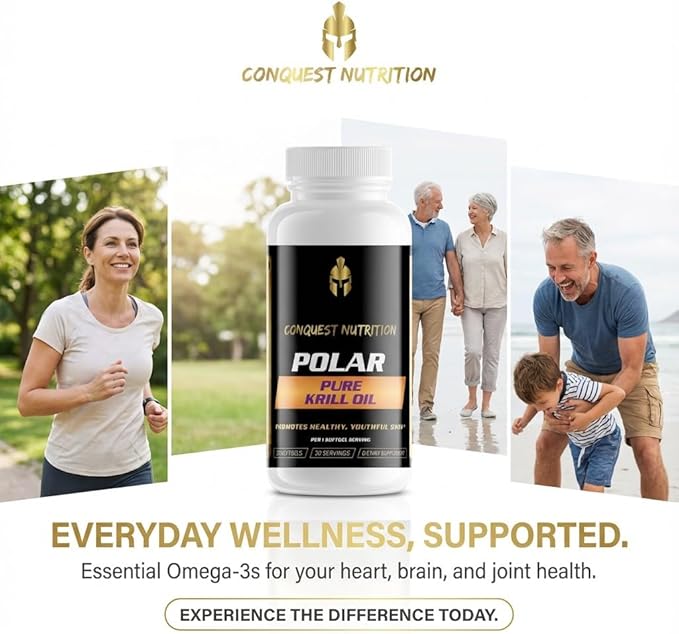 Polar Pure Krill Oil. Phospholipid-Bound Omega-3 DHA EPA Astaxanthin. Support for Heart Brain Eyes &amp Comfortable Movement. Health &amp Wellness Support. 30 Softgels
