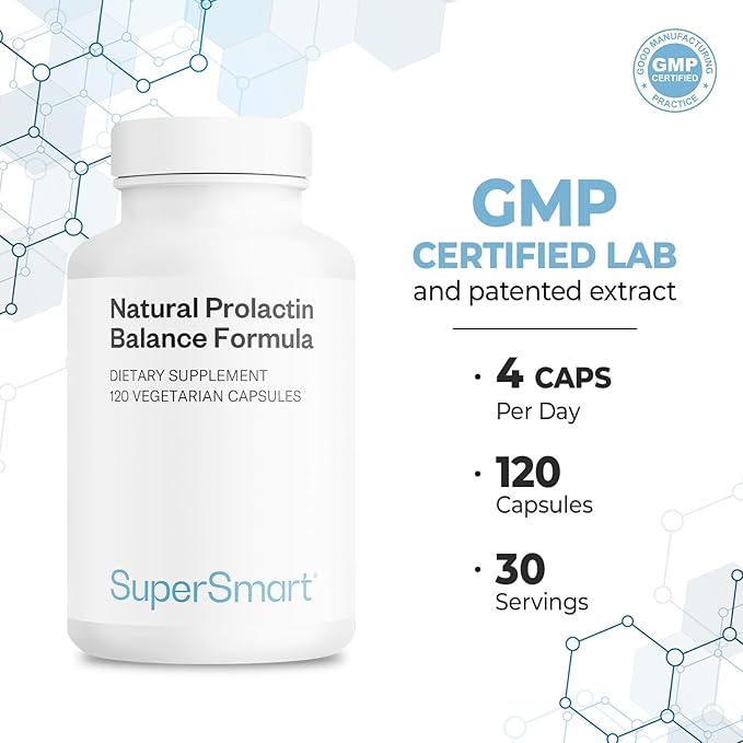 Supersmart - Natural Prolactin Balance Formula - with p5p Vitamin B6 Maca Root Ashwagandha | Gluten Free - 120 Vegetarian Capsules