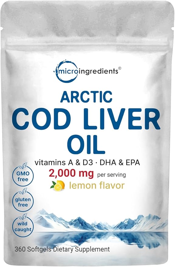 Triple Strength Omega 3 Fish Oil Supplements 4200mg Per Serving &amp Cod Liver Oil 2000mg Per Serving 360 Softgels | Lemon Flavored – Burpless – Wild Caught – Arctic Deep Sea Fish